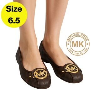 MICHAEL KORS 🌟 Brown Monogram Ballet Flat Moccasins🌟 (Size 6.5)